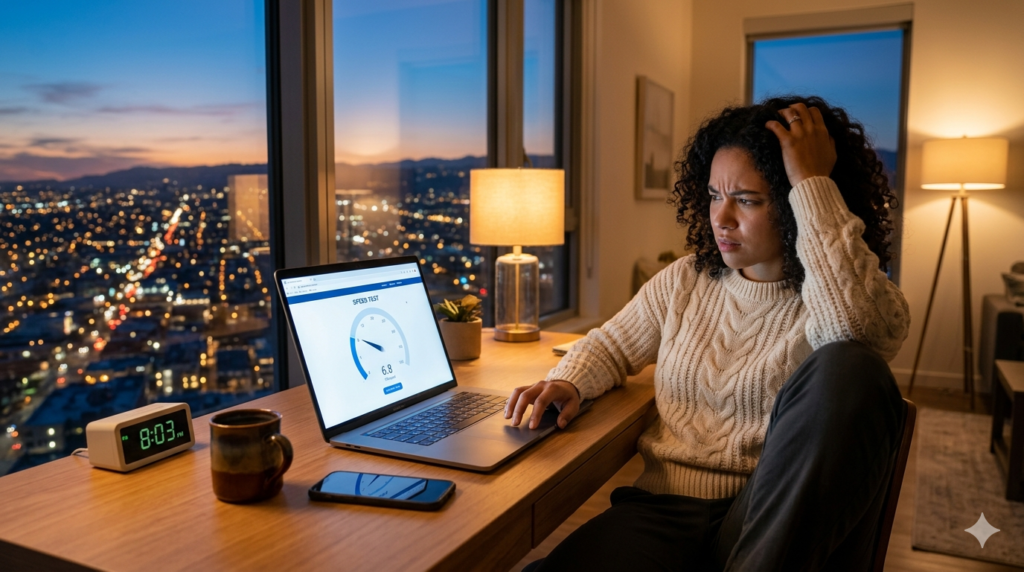 LA speed test evening Spectrum slowdown